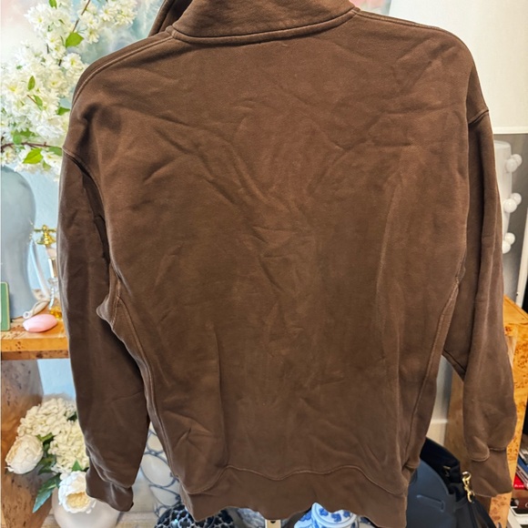TNA Aritzia Chocolate Quarter Zip-Up Sweater - Picture 3 of 3